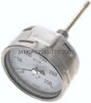 Bimetallthermometer, waage-,recht D100/0 bis +250°C/100mm