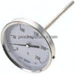 Bimetallthermometer, waage-,recht D100/0 bis +250°C/160mm