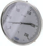 Bimetallthermometer, waage-,recht D160/0 bis +250°C/100mm