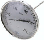 Bimetallthermometer, waage-,recht D160/0 bis +250°C/200mm