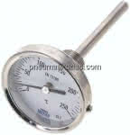 Bimetallthermometer, waage-,recht D63/0 bis +250°C/100mm