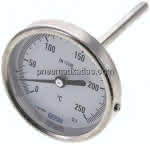 Bimetallthermometer, waage-,recht D80/0 bis +250°C/100mm