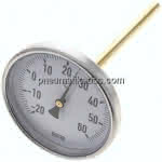 Bimetallthermometer, waage-,recht D100/-20 bis +60°C/160mm