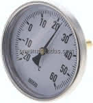Bimetallthermometer, waage-,recht D100/-20 bis +60°C/60mm