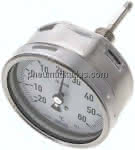 Bimetallthermometer, waage-,recht D100/-20 bis +60°C/63mm