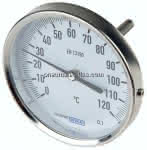 Bimetallthermometer, waage-,recht D100/0 bis +300°C/100mm