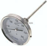 Bimetallthermometer, waage-,recht D100/0 bis +300°C/160mm
