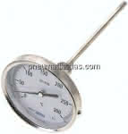 Bimetallthermometer, waage-,recht D100/0 bis +300°C/200mm