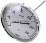 Bimetallthermometer, waage-,recht D160/0 bis +300°C/200mm