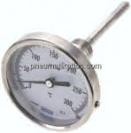 Bimetallthermometer, waage-,recht D80/0 bis +300°C/100mm