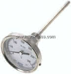 Bimetallthermometer, waage-,recht D80/0 bis +300°C/160mm