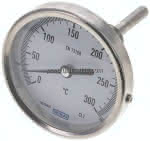 Bimetallthermometer, waage-,recht D80/0 bis +300°C/63mm