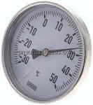 Bimetallthermometer, waage-,recht D100/-30 bis +50°C/40mm