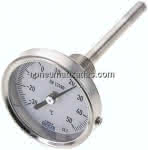 Bimetallthermometer, waage-,recht D63/-30 bis +50°C/100mm