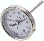 Bimetallthermometer, waage-,recht D80/-30 bis +50°C/100mm