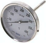 Bimetallthermometer, waage-,recht D100/0 bis +400°C/100mm