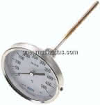 Bimetallthermometer, waage-,recht D100/0 bis +500°C/200mm