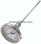 Bimetallthermometer, waage-,recht D80/0 bis +500°C/200mm