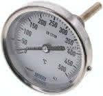 Bimetallthermometer, waage-,recht D80/0 bis +500°C/63mm