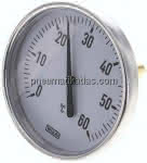 Bimetallthermometer, waage-,recht D100/0 bis +60°C/60mm