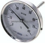 Bimetallthermometer, waage-,recht D100/0 bis +80°C/100mm