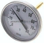 Bimetallthermometer, waage-,recht D100/0 bis +80°C/100mm