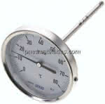Bimetallthermometer, waage-,recht D100/0 bis +80°C/160mm