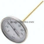 Bimetallthermometer, waage-,recht D100/0 bis +80°C/200mm