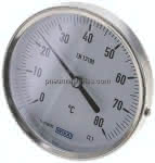 Bimetallthermometer, waage-,recht D100/0 bis +80°C/63mm