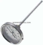 Bimetallthermometer, waage-,recht D80/0 bis +80°C/200mm