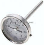 Bimetallthermometer, waage-,recht D63/0 bis +120°C/100mm
