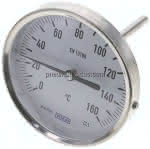 Bimetallthermometer, waage-,recht D100/0 bis +160°C/100mm