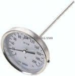 Bimetallthermometer, waage-,recht D100/0 bis +200°C/200mm