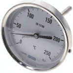 Bimetallthermometer, waage-,recht D100/0 bis +250°C/100mm