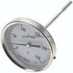 Bimetallthermometer, waage-,recht D100/0 bis +250°C/160mm