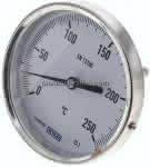Bimetallthermometer, waage-,recht D100/0 bis +250°C/63mm