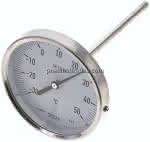 Bimetallthermometer, waage-,recht D100/-30 bis +50°C/160mm