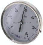 Bimetallthermometer, waage-,recht D100/0 bis +60°C/63mm