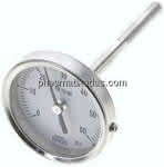 Bimetallthermometer, waage-,recht D63/0 bis +60°C/100mm