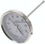 Bimetallthermometer, waage-,recht D100/0 bis +80°C/160mm
