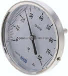 Bimetallthermometer, waage-,recht D100/0 bis +80°C/63mm