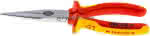 Flachrundzange, gerade Backen, verchromt mit 2K-Griffen, VDE-