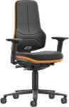 Bimos Arbeitsstuhl XXL,orange mit Rollen,Supertec - mit Armlehnen