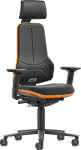 Bimos Arbeitsstuhl XXL,orange mit Rollen,Supertec - mit Kopfst. u. Armlehnen