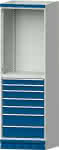 Modulschrank Modell 3005,B715xT720xH2200mm,RAL 7035/5010 - 7 Schubladen