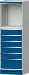 Modulschrank Modell 4003,B715xT720xH2200mm,RAL 7035/5010 - 6 Schubladen