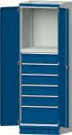 Modulschrank Modell 4003,B715xT720xH2200mm,RAL 7035/5010 - 6 Schubladen