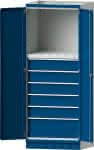 Modulschrank Modell 4003,B865xT720xH2200mm,RAL 7035/5010 - 6 Schubladen