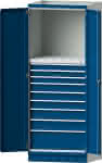 Modulschrank Modell 4006,B865xT720xH2200mm,RAL 7035/5010 - 9 Schubladen