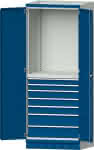 Modulschrank Modell 3005,B865xT720xH2200mm,RAL 7035/5010 - 7 Schubladen